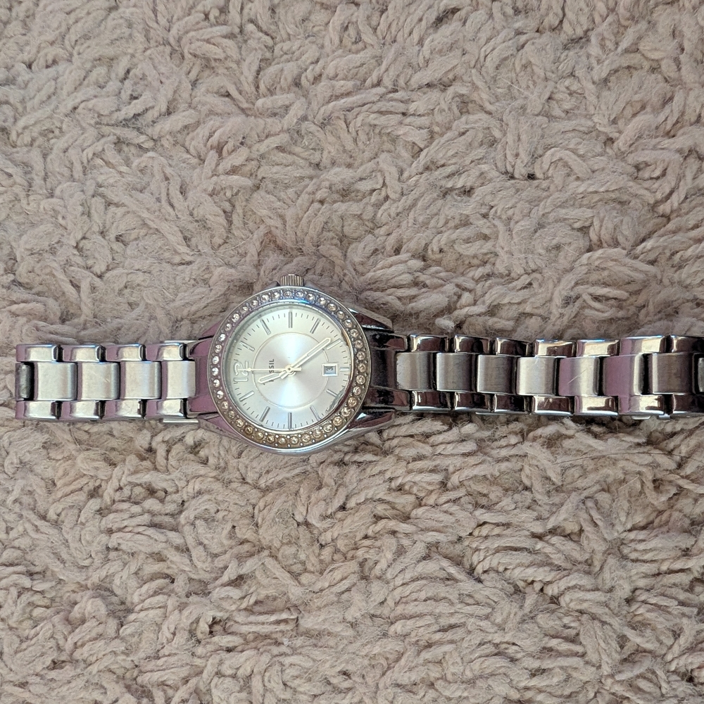 Silver Watch with Crystal Accents